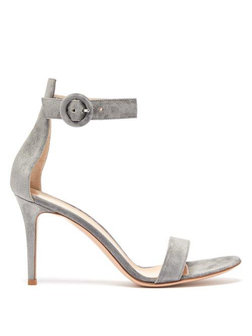Matchesfashion.com Gianvito Rossi - Portofino 85 Suede Sandals - Womens - Grey