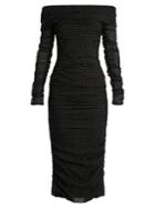 Dolce & Gabbana Off-the-shoulder Polka Dot-print Silk-blend Dress