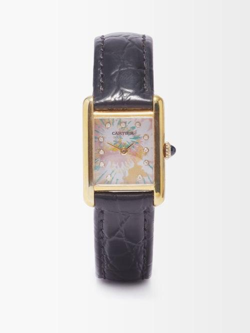 Jacquie Aiche - Vintage Cartier Tank Diamond & Gold-vermeil Watch - Womens - Pink Multi