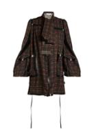 Matchesfashion.com Loewe - Leather Trimmed Checked Wool Mini Dress - Womens - Black Brown