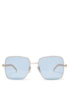 Gucci - Square Metal Sunglasses - Womens - Blue Gold