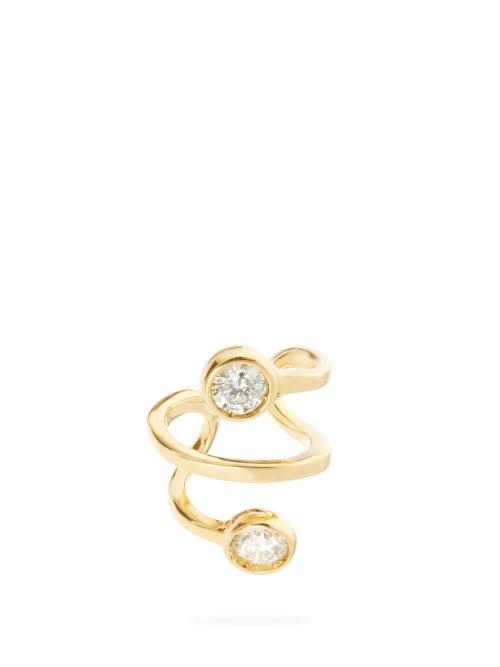 Matchesfashion.com Ana Khouri - Amelia Diamond & 18kt Gold Ear Cuff - Womens - Diamond