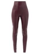 Matchesfashion.com Saint Laurent - High-rise Latex Leggings - Womens - Burgundy