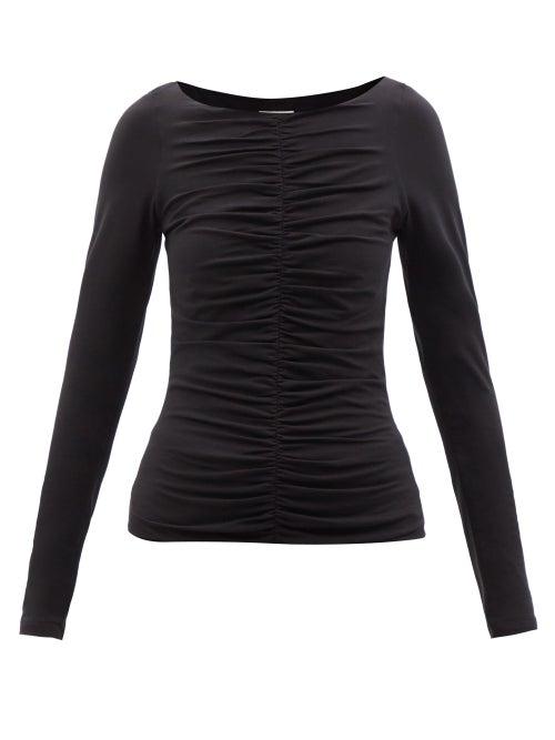 Khaite - Lance Ruched Cotton-blend Jersey Top - Womens - Black
