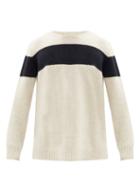 Matchesfashion.com The Elder Statesman - Racing-stripe Cashmere Sweater - Mens - White Navy