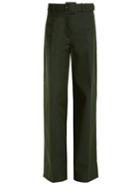 Oscar De La Renta High-rise Wide-leg Cotton-blend Trousers