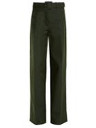 Oscar De La Renta High-rise Wide-leg Cotton-blend Trousers