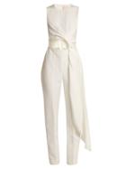 Matchesfashion.com Roksanda - Thurloe Cut Out Knot Front Crepe Jumpsuit - Womens - Ivory