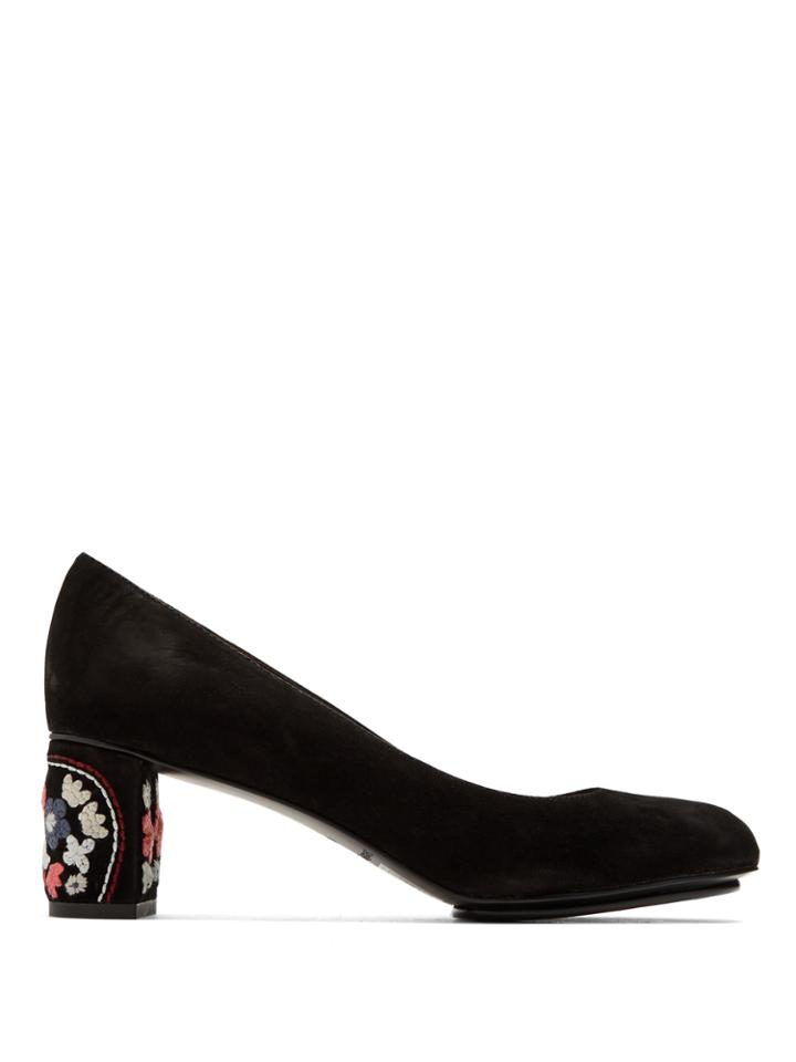 See By Chloé Floral-embroidered Suede Pumps