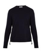 Matchesfashion.com Valentino - Crew Neck Contrast Panel Wool Sweater - Mens - Navy