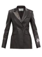 Matchesfashion.com Off-white - Embroidered Patch Peak Lapel Leather Blazer - Womens - Black