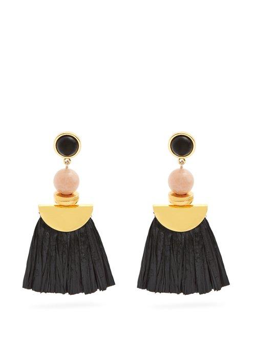 Matchesfashion.com Lizzie Fortunato - Hula Ii Fringe Drop Earrings - Womens - Black