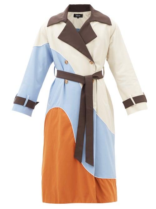 Ahluwalia - Wave Panelled Double-breasted Trench Coat - Mens - Brown