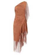 Conner Ives - Floral-embroidered Upcycled Silk Shawl Dress - Womens - Brown Multi