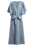 Masscob Wrap-front Chambray Dress