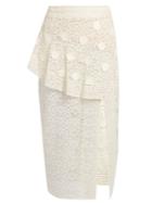Stella Mccartney Asymmetric-ruffle Lace Midi Skirt