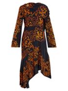 Matchesfashion.com Peter Pilotto - Floral Embroidered Silk Crepe Dress - Womens - Navy Multi