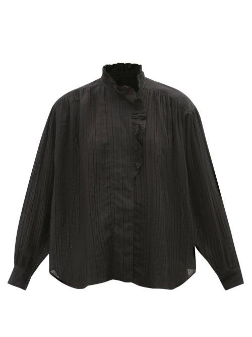Isabel Marant - Epamias Ruffled Pintucked Blouse - Womens - Black