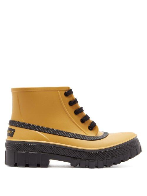 Matchesfashion.com Givenchy - Glaston Lace Up Rubber Rain Boots - Womens - Black Tan