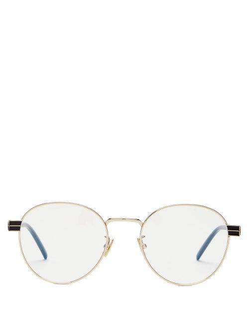 Matchesfashion.com Saint Laurent - Round Metal Glasses - Womens - Gold