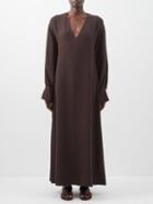 Valentino - Cady Couture V-neck Silk Dress - Womens - Brown