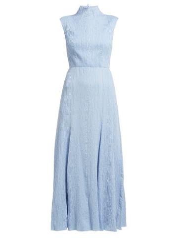 Matchesfashion.com Emilia Wickstead - Iona Cotton Blend Cloqu Maxi Dress - Womens - Light Blue