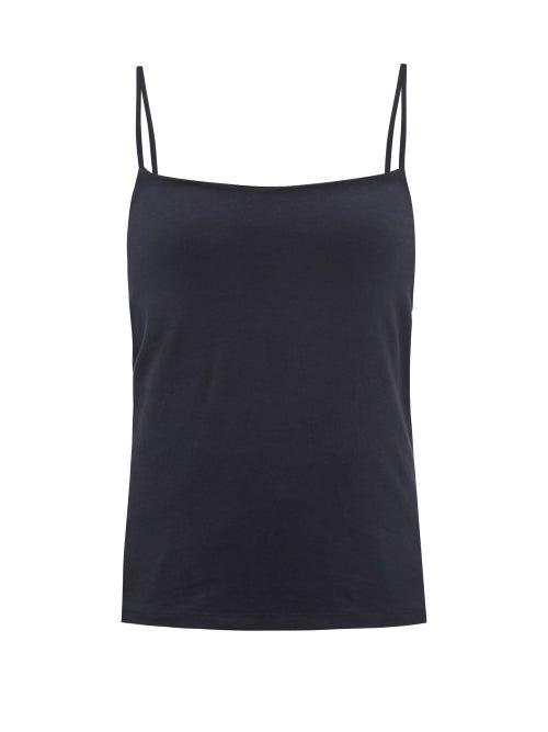 Raey - Square-neck Cotton-blend Jersey Camisole - Womens - Navy