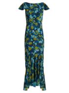 Matchesfashion.com Saloni - Daphne Azalea Print Dress - Womens - Blue Multi