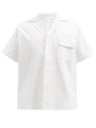 Matchesfashion.com Bianca Saunders - Padded-shoulders Short-sleeved Cotton-poplin Shirt - Mens - White