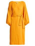 Matchesfashion.com Rhode Resort - Delilah Belted Cotton Midi Dress - Womens - Yellow
