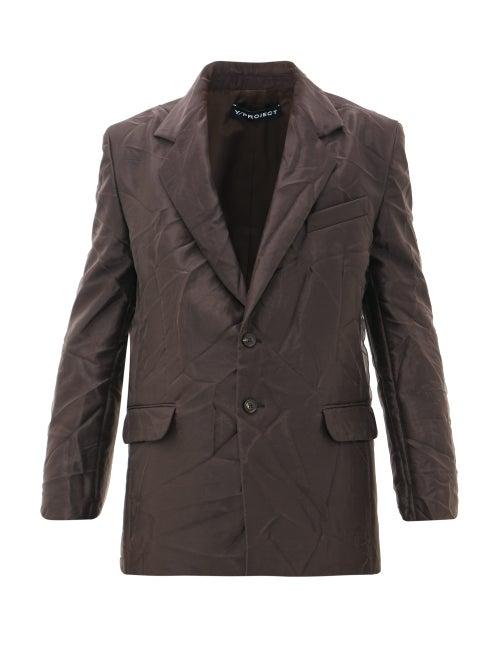 Matchesfashion.com Y/project - Organza-layer Single-breasted Blazer - Mens - Dark Brown