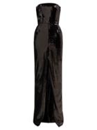 Matchesfashion.com Alexandre Vauthier - Strapless Front Slit Sequinned Gown - Womens - Black
