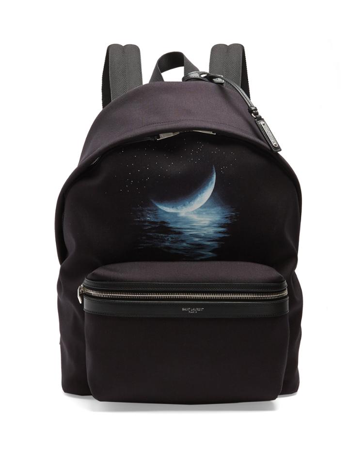 Saint Laurent City Moon-print Canvas Backpack