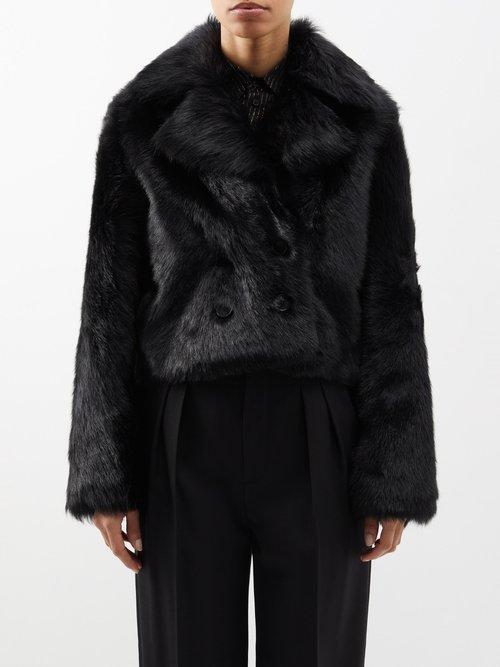 Nili Lotan - Ginne Double-breasted Shearling Jacket - Womens - Black