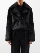 Nili Lotan - Ginne Double-breasted Shearling Jacket - Womens - Black