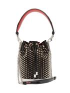 Matchesfashion.com Christian Louboutin - Marie Jane Satin And Leather Bucket Bag - Womens - Black Silver