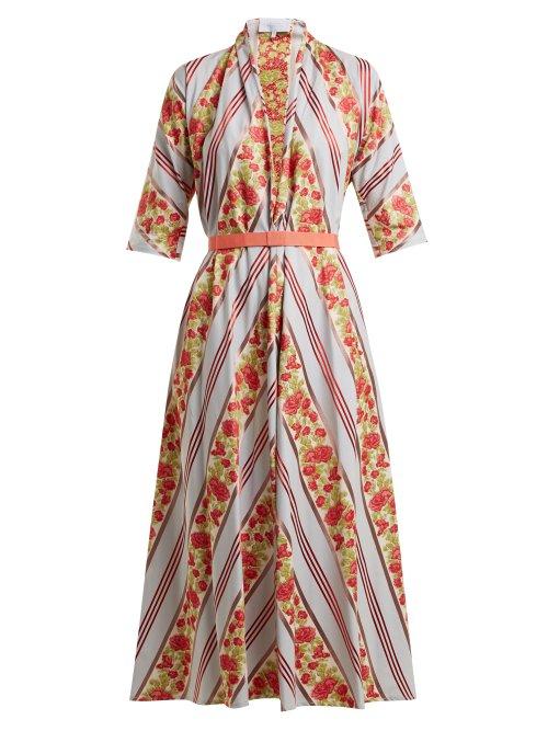 Matchesfashion.com Luisa Beccaria - Floral Fil Coupe Dress - Womens - Blue Multi