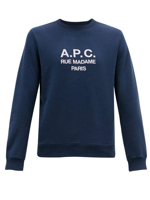 Matchesfashion.com A.p.c. - Logo-embroidered Cotton Sweatshirt - Mens - Navy