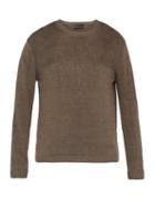 Matchesfashion.com Iris Von Arnim - Felix Contrast Stitch Linen Sweater - Mens - Brown