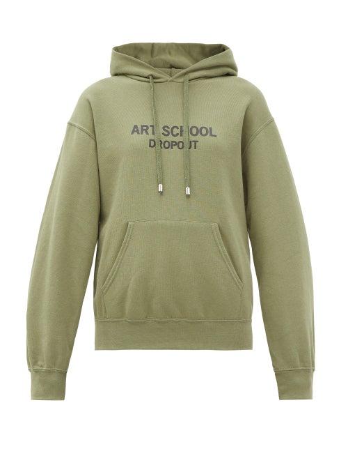 Matchesfashion.com Art School - Dropout Logo-print Cotton-jersey Hooded Sweatshirt - Womens - Khaki