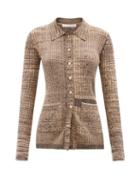 Live The Process - Patch-pocket Ribbed Cardigan - Womens - Brown Multi
