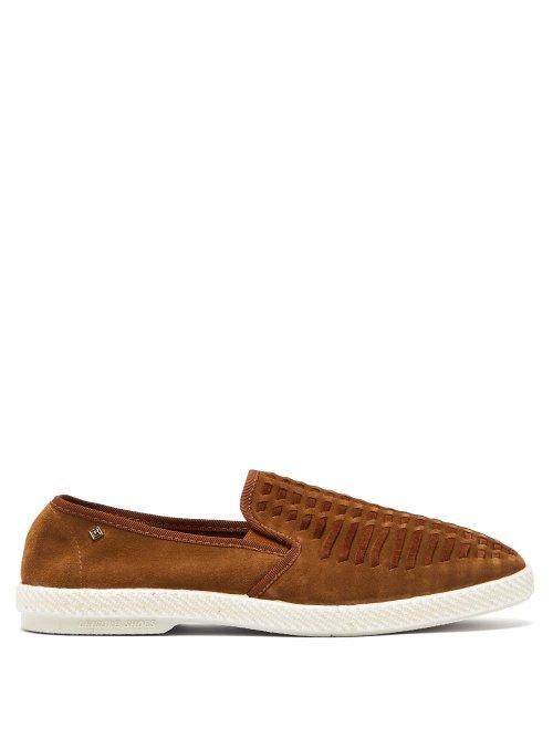 Matchesfashion.com Rivieras - Hacienda Contrast Weave Suede Loafers - Mens - Brown