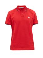 Matchesfashion.com Moncler - Embroidered-logo Cotton-piqu Polo Shirt - Mens - Red
