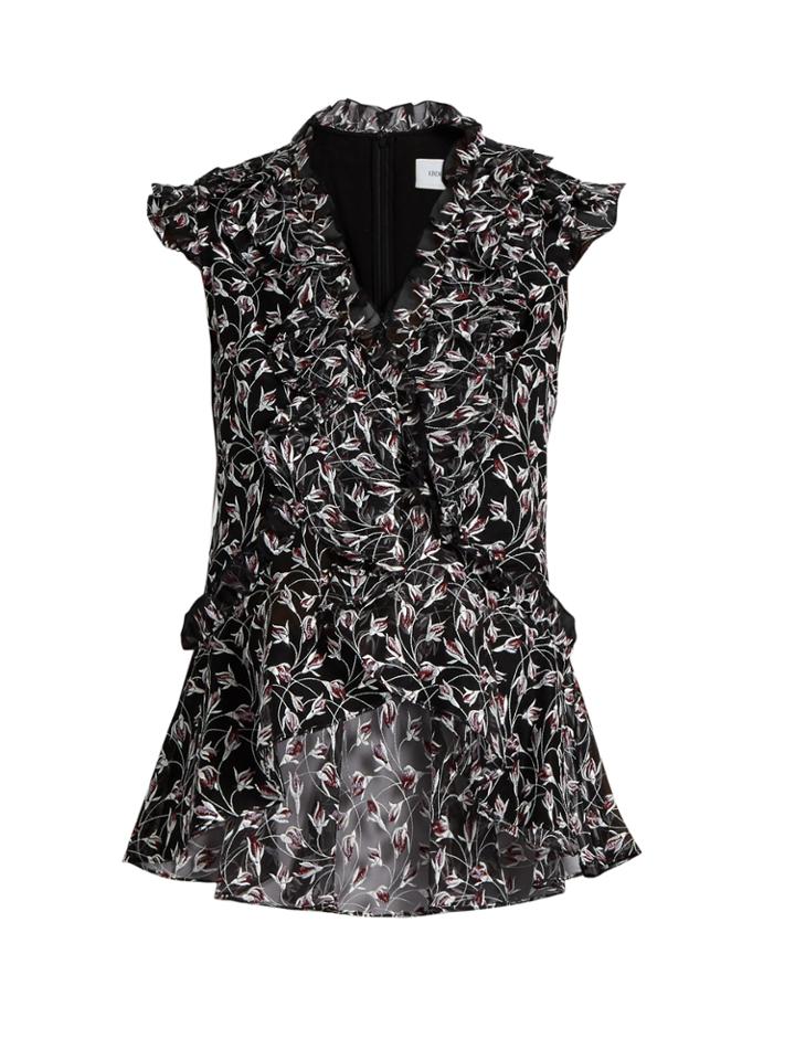 Erdem Regina Embroidered Silk-organza Ruffle Top
