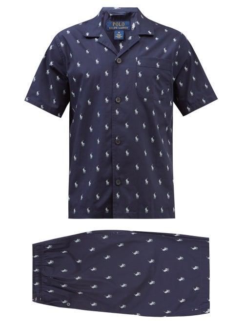 Polo Ralph Lauren - Logo-print Cotton-poplin Short Pyjamas - Mens - Navy