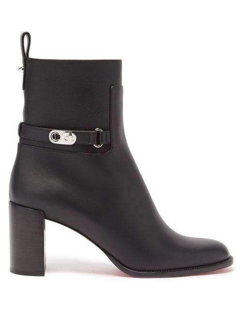 Christian Louboutin - Lock 70 Logo-plaque Leather Boots - Womens - Black