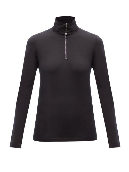 Jil Sander - Zipped High-neck Cotton-blend Top - Womens - Black