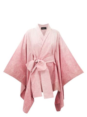 Common Hours - Printed-jacquard Cloak Mini Dress - Womens - Pink Print