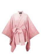 Common Hours - Printed-jacquard Cloak Mini Dress - Womens - Pink Print
