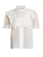 Lee Mathews Carly Ruffle-trimmed Cotton Top